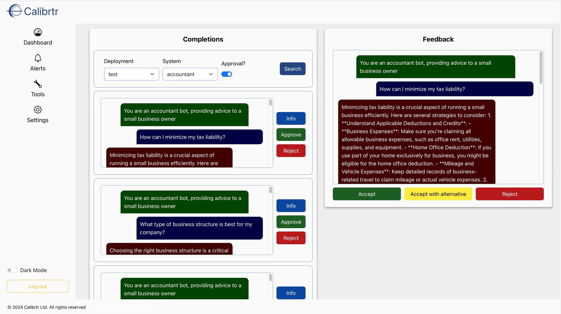 a screenshot of a tool to do human-in-the-loop verifications of generative AI content